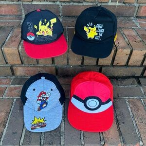 Kids Pokemon and Super Mario Adjustable Hat Collection